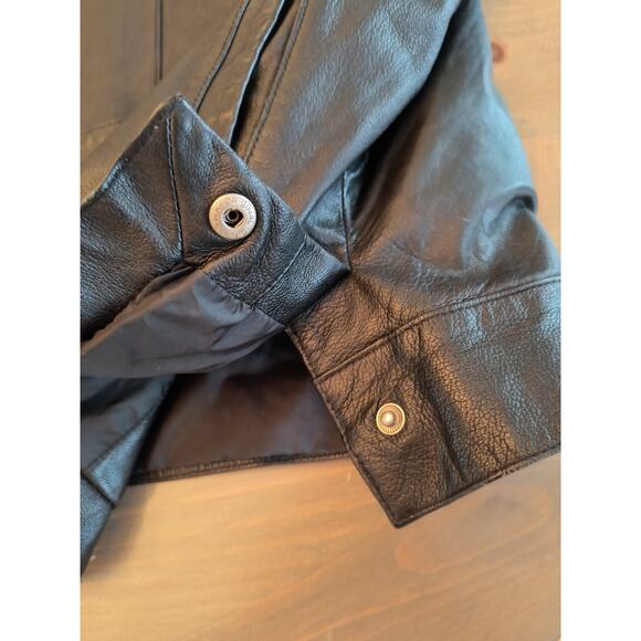 Wilson Leather jacket Men's Size XL Black Collared Full zip Pockets Lined Coat - Picture 8 of 16